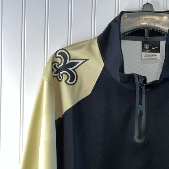 NIKE NFL Mens Jacket Size Large On Field NEW ORLEANS SAINTS 1/4 ZIP Pullover - Picture 2 of 11